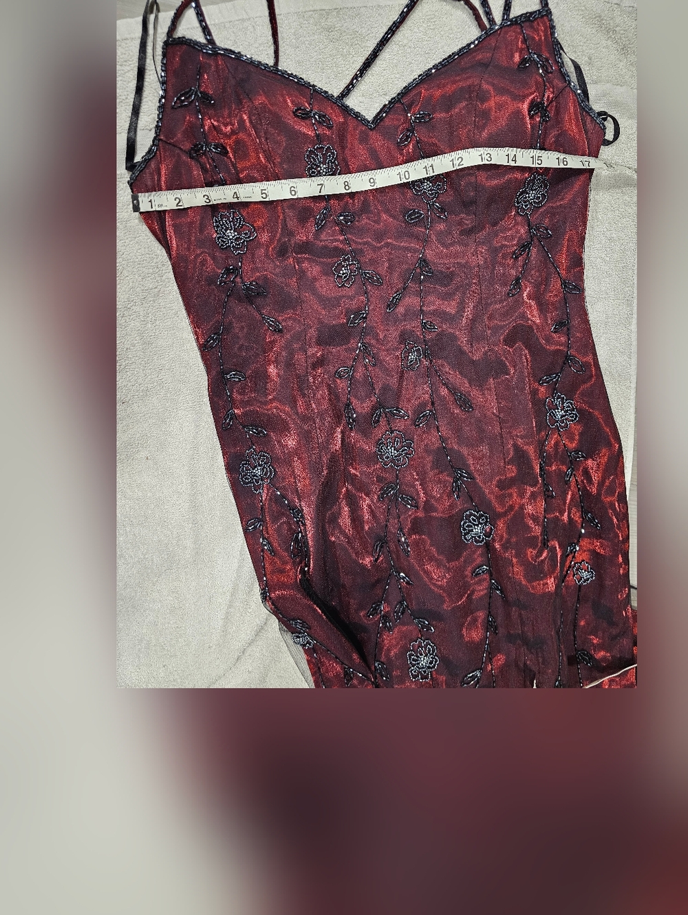 VINTAGE Alyce Designs Beaded Red And Black Gown - Picture 12 of 14